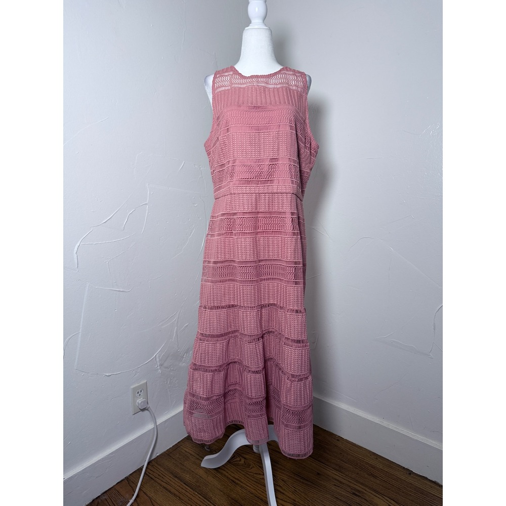 Antonio Melani Dusty Rose Crochet Lace Maxi Dress Size 12 Wedding Guest